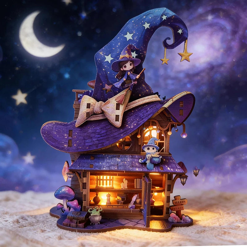 New Wonderland Magic House Wooden Building Blocks Miniature Model LED Kit DIY Assembly Toy for Child Adult Birthday Gift Casa